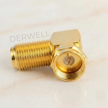 Derwell Rg6 F Konnektör 90 Derece L Tipi Altın Kaplama Uydu Anten Kablosu Çevirici Dirsek Adaptör Dönüştürücü Dişi Erkek Soket Tv Lnb Receiver Televizyon Askı Aparatı Sıkışık Dar Alan Koruyucu