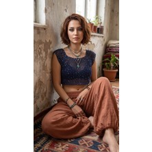 Talin Handmade El Örgüsü Pullu Crop Bluz – Organik Koton Ip Hafif ve Nefes Alabilen Tasarım