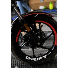 Banxtre Mondial Drift-L Için Kırmızı Renk Yarım Jant + Drift Yazı Sticker Seti (4 Janta Yeter)