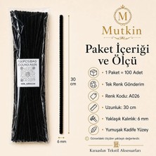 Mutkin A026 Şönil Tel Siyah 100 Adet 30 cm Yoğun Tüylü Hobi Çubuğu El İşi ve Okul Etkinlik Malzemesi