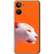 Le Balvo Realme 10 4g Uyumlu Turuncu Kaplan Baskılı Silikon Kılıf