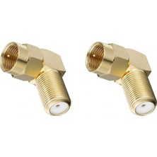 Derwell 2 Adet Gold L Tipi Konnektör Fiş Çevirmeli 90 Derece Adaptör Uydu Anten Cihaz Girişi Metal Vidalı Konnektör Koaksiyel Tv Uydu Kablosu