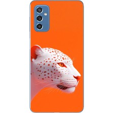 Le Balvo Samsung Galaxy M52 Uyumlu Turuncu Kaplan Baskılı Silikon Kılıf