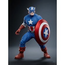 Demirhan3D 🛡️ Captain America 3D Baskı Figür | Pla Malzeme | 23 cm | Dekoratif Marvel Figürü