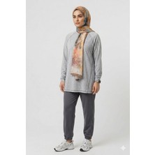 Ang-Scarf 75 x 180 Bej Renk Zen Desen Neo Crash Şal - Ağırlık Yapmaz - Ütü İstemez - Dört Mevsim Kullanıma Uygun - Kayma Yapmaz