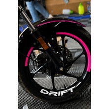 Banxtre Mondial Drift-L Için Pembe Renk Yarım Jant + Drift Yazı Sticker Seti (4 Janta Yeter)