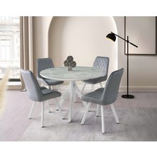 Viento Mobilya Nova Rambla Hg Yandan Açılır 120X70 Masa Riva 4 Adet Gri Babyface Kumaş Sandalye Masa Takımı