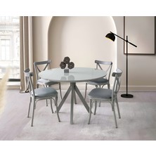 Viento Mobilya Nova Gri Sis Hg Yandan Açılır 120X70 Masa Bahar 4 Adet Gri Babyface Kumaş Sandalye Masa Takımı