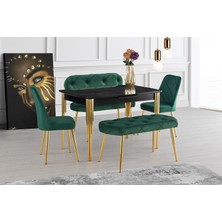 Viento Mobilya Venüs Irony Highgloss Açılır 120X80 Masa 6 Kişilik Bench Takımı Yeşil Babyface Sandalye Masa Takımı