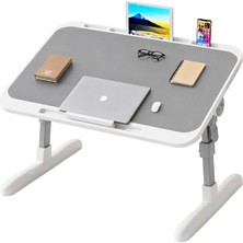 Sunup SN-29698 Çok Fonksiyonlu Katlanabilir Yatak Koltuk Laptop Masası Yükseklik ve Açı Ayarlı Gri 60X40CM
