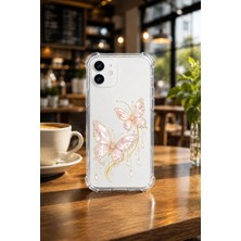 Powerfox Iphone 12 Uyumlu Cute Altın Kelebek Baskılı Sevimli Telefon Kılıfı MK01A