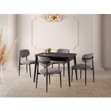 Viento Mobilya Kelebek Irony Highgloss Açılır 110X70 Masa Liza 4 Adet Gri Coco Kumaş Sandalye Masa Takımı