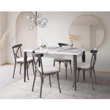 Viento Mobilya Kaşıklıklı Kelebek Venezia Hg Açılır 135X80 Masa Bahar 4 Adet Gri Babyface Sandalye Masa Takımı