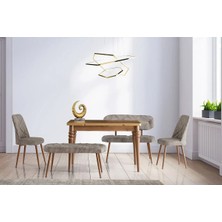 Viento Mobilya Yakamoz Antik Çam Açılır 120X80 Masa 6 Kişilik Bench Takımı Kahve Kazayağı Sandalye Masa Takımı