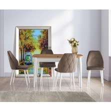 Viento Mobilya Lavinya Kaşıklıklı Antik Çam Açılır 130X80 Masa Hira 6 Adet Kahve Babyface Sandalye Masa Takımı