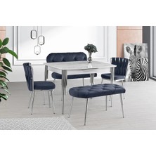 Viento Mobilya Venüs Marmo Hg Açılır 120X80 Masa 6 Kişilik Bench Takımı Antrasit Babyface Sandalye Masa Takımı