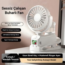 Cevval F7 LED Ekranlı Buharlı Masaüstü Vantilatör Şarjlı Mini Fan Su Püskürtmeli Nemlendiricili Soğutucu