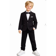 Erkek Çocuk Keten Spor Blazer Ceket, Pantolon ve Papyon (Gömlek Dahil Değil) Takım Elbisesi - 4414-2