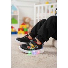 Ruffon 1015 P Siyah Işıklı Cırtlı Erkek Çocuk Spor Ayakkabı
