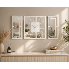 Ergeç Tasarım 3’lü Duvar Saati Seti Beyaz Pleksi ve MDF ile Minimalist Tasarım 40X40 cm