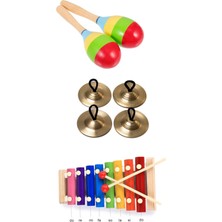Toy Oyuncak Okul Öncesi 4'lü Ritim Çocuk Müzik Aletleri Seti Ksilofon Marakas Parmak Zili