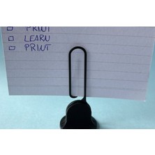 3D Baskı Zamanı Ataş Tasarımlı Masaüstü Not Tutucu - 3D Tasarım Modern Kartvizit ve Fotoğraf Standı (Siyah)
