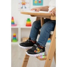 Ruffon 1015 B Siyah Işıklı Cırtlı Unisex Bebek Spor Ayakkabı