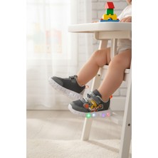 Ruffon 1015 B Füme Işıklı Cırtlı Unisex Bebek Spor Ayakkabı