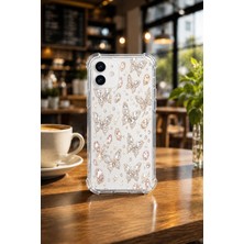 Powerfox Iphone 12 Uyumlu Gümüş Kelebekler Baskılı Sevimli Telefon Kılıfı MK01A