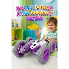 Farbu Oyuncak Uzaktan Kumandalı 7 Fonksiyonlu Işıklı Şarjlı Duman Atan 360 Derece Dönebilen Oyuncak Akrobat Araba