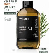 Erkek Saç ve Vücut Şampuanı 2'si 1 Arada Enerji, Antistres %97 Doğal, 600 ml