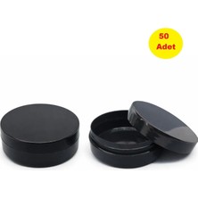 Demet Home 50 Adet 150 ml Yassı Boş Kozmetik - Pomat - Krem - Hobi Kutusu Plastik Krem Kavanozu Siyah renk
