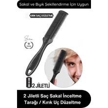 Svein #tarak 2 Jiletli Saç Sakal Inceltme Tarağı Profesyonel Berber Kuaför Kırık Uç Düzeltme Kat Verme Şekillendirme Seyreltme Kesim Aparatı Çift Taraflı Güvenlik Korumalı Paslanmaz Çelik 18 cm