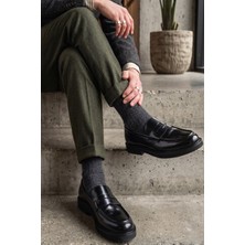 Shoetyle - Hakiki Siyah Açma Deri Erkek Loafer - 250-1975
