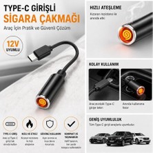 Caraks Type-C Girişli Araç Sigara Çakmağı 12V Hızlı Isınan Elektrikli Rezistanslı Çakmak Aparatı