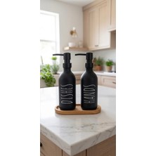 Berina Home 330 ml Ahşap Standlı Sıvı Sabunluk & Deterjanlık –  Tezgah Üstü Banyo, Mutfak Sabunluğu, Lavabo Sabunluğu