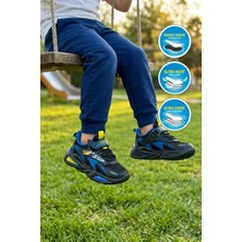 Ruffon 2470 P Siyah-Saks Cırtlı Erkek Çocuk Spor Ayakkabı
