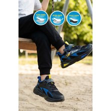 Ruffon 2470 F Siyah-Saks Cırtlı Erkek Çocuk Spor Ayakkabı