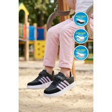 Walkway Lafonten 754 F Siyah-Lila Cırtlı Kız Çocuk Spor Ayakkabı