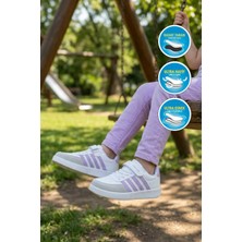Walkway Lafonten 754 F Beyaz-Lila Cırtlı Kız Çocuk Spor Ayakkabı