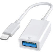 Derwell Iphone Ipad Uyumlu Lightning To USB 3.0 (Yüksek Hızlı) Veri Aktarımı Otg Çevirici Dönüştürücü Kablo Beyaz