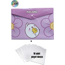 Glanart A4 Boy Çıt Çıt  Ödev Dosyası +10\' Lu Poşet Dosya Molang