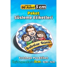 Sb Store Babalar Günü Ambalaj Hediye Paket Süsleme Etiketi Model 20 - 96 Adet 3cm