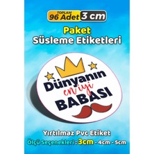 Sb Store Babalar Günü Ambalaj Hediye Paket Süsleme Etiketi Model 15 - 96 Adet 3cm
