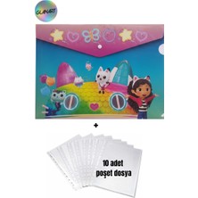 Glanart A4 Boy Çıt Çıt  Ödev Dosyası +10\' Lu Poşet Dosya Gabby\'nin  Hayal Evi