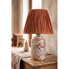 HMY Design Arme Desenli Kahverengi Handmade Seramik Abajur Her Yer İçin Şık ve Modern Tasarım