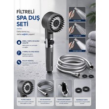 YMV Filtreli Masajlı Duş Seti Gri Renkli Kopmaz Pvc Hortum ile Ergonomik Kullanım Sunar