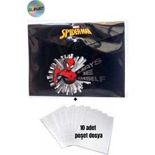 Glanart A4 Boy Çıt Çıt  Ödev Dosyası +10\' Lu Poşet Dosya Örümcek