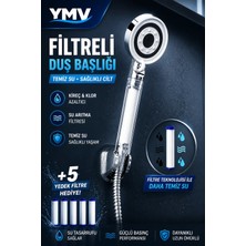 YMV Filtreli Kireç Arındırıcı Duş Banyo Başlığı 5 Adet Yedek Filtreli Yüksek Basınçlı Su Tasarruflu Duş Başlığı