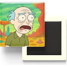 İberk Boomer Wojak - 9x9 cm Baskılı Kare Buzdolap Magneti (Rozetli)